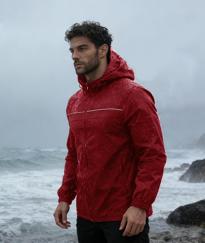 SWISSWELL Mens Rain Jacket & Coats Packable Lightweight Waterproof Windbreaker Hooded for Golf Cycling Hiking