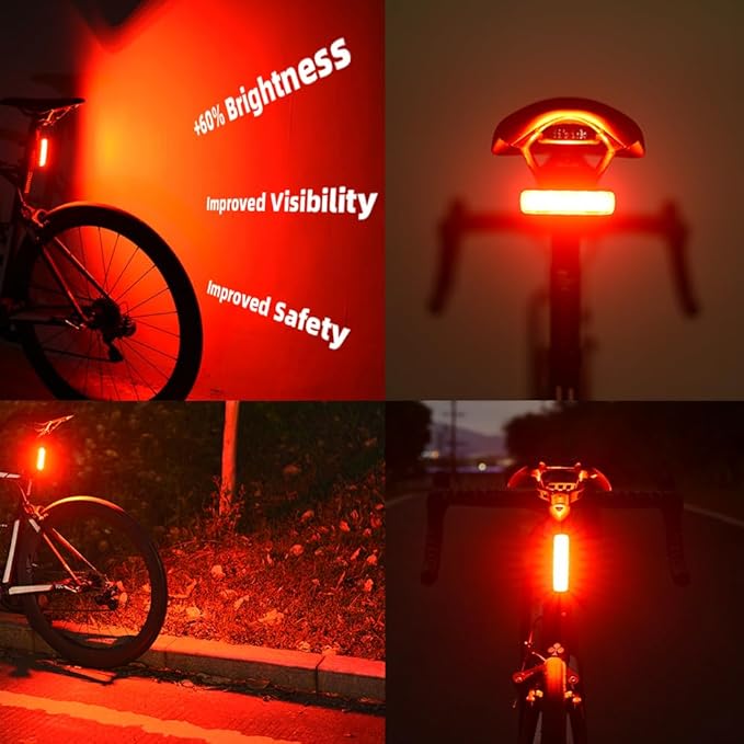 ENFITNIX XlitET Bike Tail Light,Brake Sensing,Auto On/Off,50 Lumen Ultra Bright Rear Bike Light,USB-C Rechargeable LED Bicycle Tail Lights,IPX5 Waterproof,Cycling Accessories Lights for Night Riding.