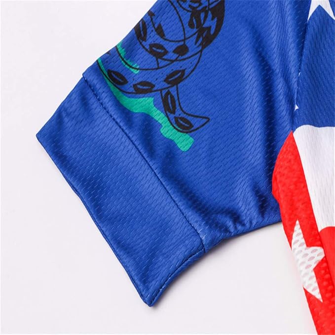 JPOJPO USA Cycling Jersey Men Short Sleeve Bike Shirts Biking Jersey Summer American Bicycle Tops with 3 Pockets Reflective