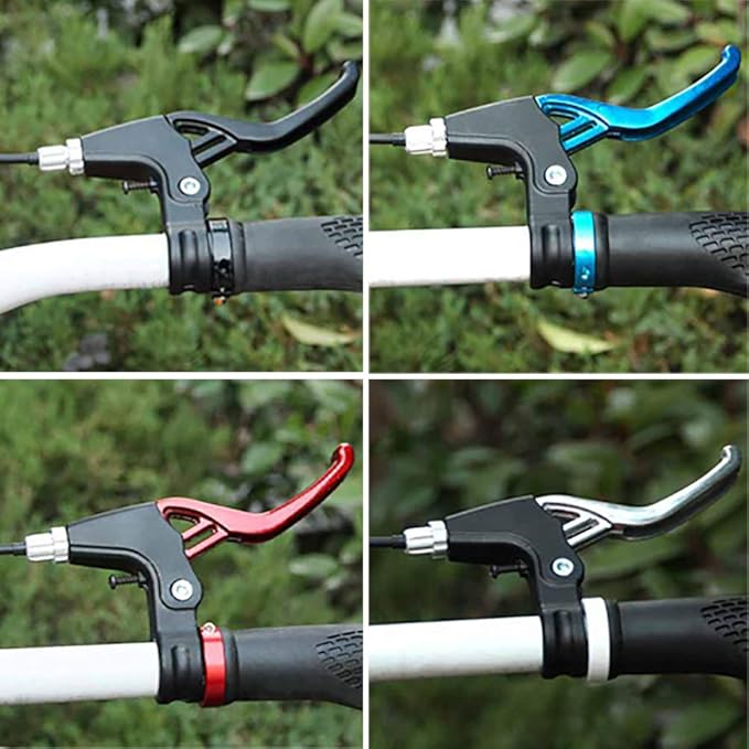 Lomodo 6-Piece Bicycle Brake Accessory Set Including Aluminium Alloy Brake Levers and V-Brake Sets for Mountain/Road/MTB Bike (Silver, 2.2cm Diameter)