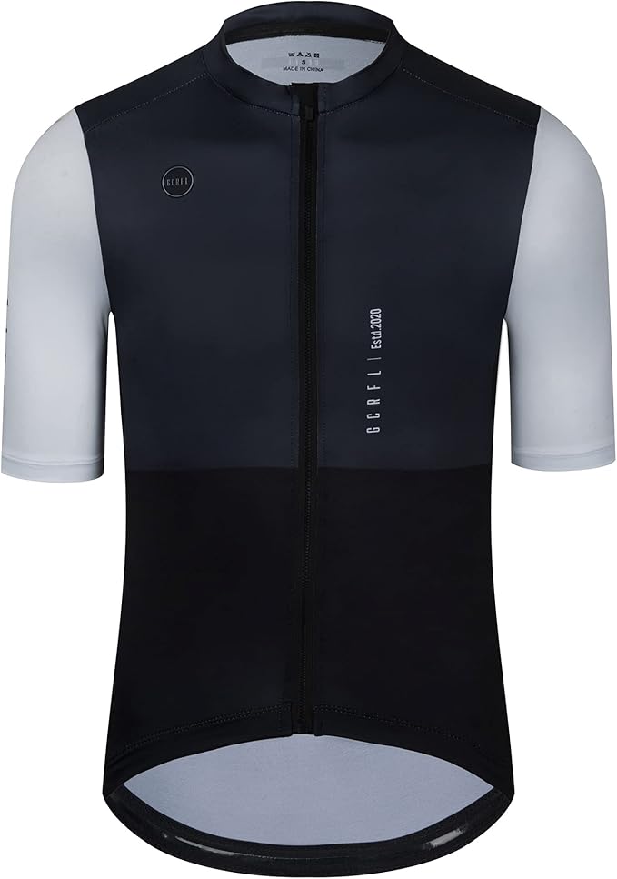 GCRFL Cycling Jersey Men Shorts Sleeves Road Bike Jersey Bicycle Tops Shirt, Zipper Pocket UPF 50+ Lightweight PRO Race Fit