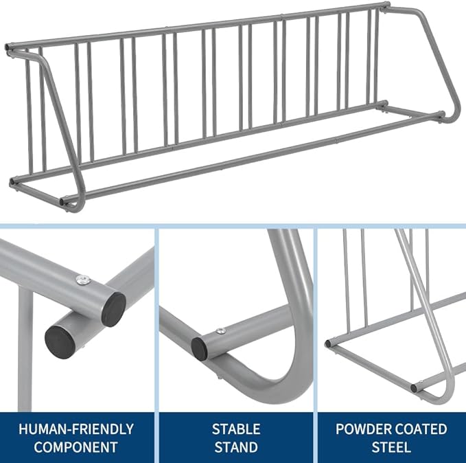 10-Bike Commercial Floor Rack, Heavy Duty Powder-Coated Steel Grid Organizer, Freestanding Double-Sided Storage for Garages/Storefronts/Schools