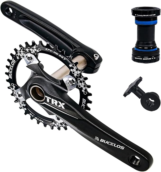 BUCKLOS IXF 104 BCD 30T-38T 170MM Mountain Bike Crankset, Hollow Integrated MTB Crank Set, Aluminum Alloy Crankset Round Oval Narrow Wide Chainring with Bottom Bracket Bolts Fit Shimano/FSA Gaint