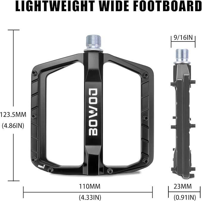 Bike Pedals 9/16" Lightweight Non-Slip Bicycle Platform Pedals - Fits Most Adult Bikes & Mountain Bikes &MTB, Road Bikes and Slip-Resistant Design