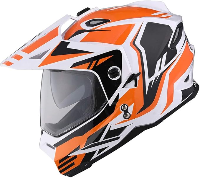 1Storm Dual Sport Motorcycle Motocross Off Road Full Face Helmet Dual Visor: HF802