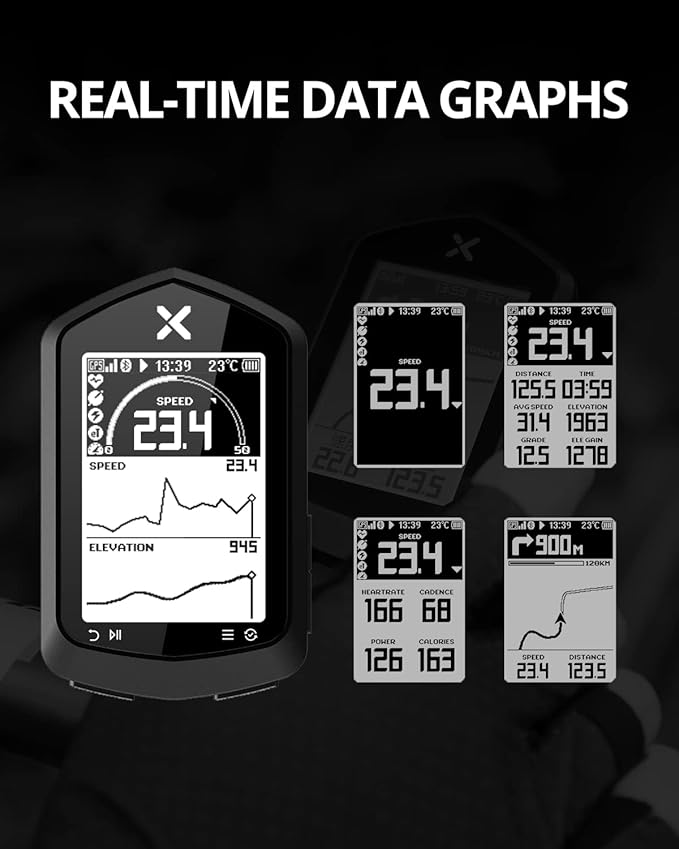 XOSS NAV Cycling Computer GPS Wireless Ant+ Cycling Computer GPS with Bluetooth, IPX7 Waterproof Bicycle Speedometer Odometer with 2.4Inch LCD and Auto Backlight Fits All Bikes