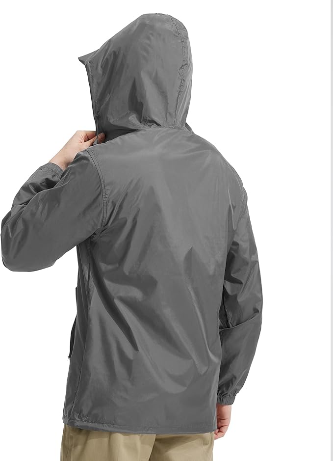 SWISSWELL Mens Rain Jacket & Coats Packable Lightweight Waterproof Windbreaker Hooded for Golf Cycling Hiking