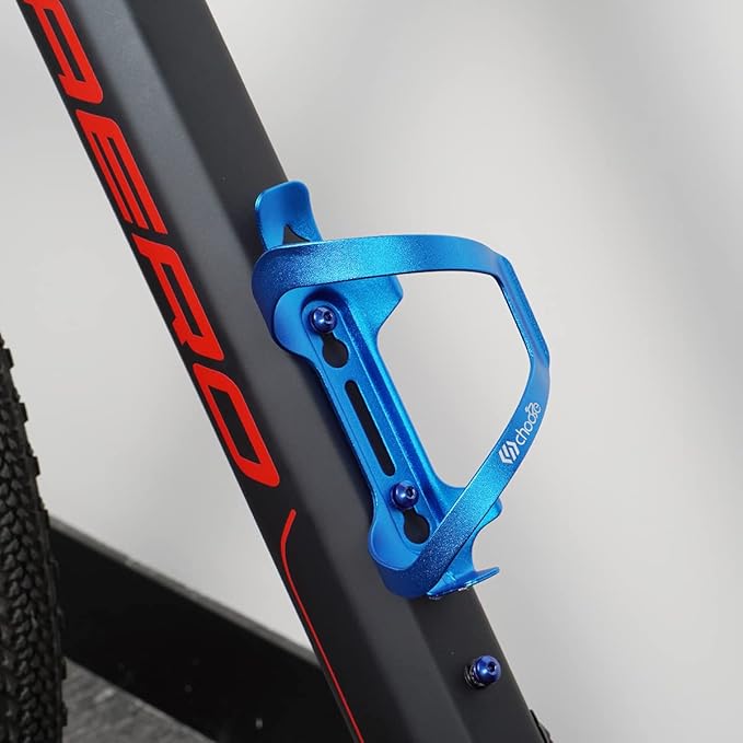 Chooee Bike Water Bottle Holder Aluminum, Bicycle Water Bottle Cage for Road Bikes Mountain Bikes Blue 2-Pack