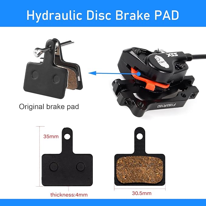 CNC MTB Hydraulic Disc Brake Set，Mountain Bike Hydraulic Disc Brakes Right Front 800mm Left Rear 1450mm Hydraulic Brake，Black