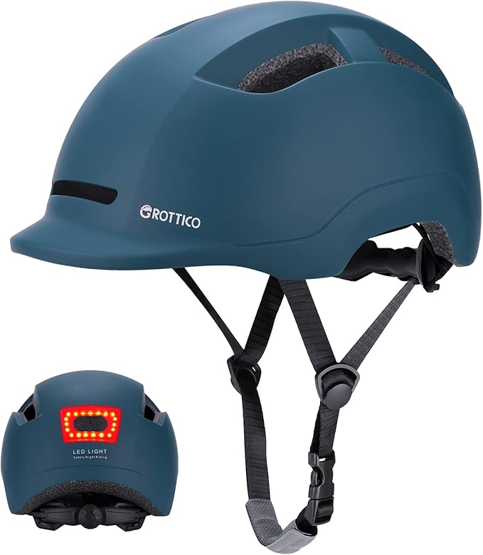 Adult Bike Helmet with Light - Dual Certified for Bicycle Scooter Skateboard Road Cycling Skating Helmet