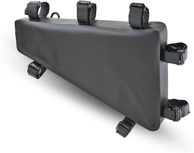 Orange Mud Waterproof Bike Frame Bag – Welded TPU Triangle Bag for Front or Rear Frame Mounting – Durable YKK Zippers, Secure Storage for Gear, Snacks, Tools, Phone – Black, 14"x9.5"