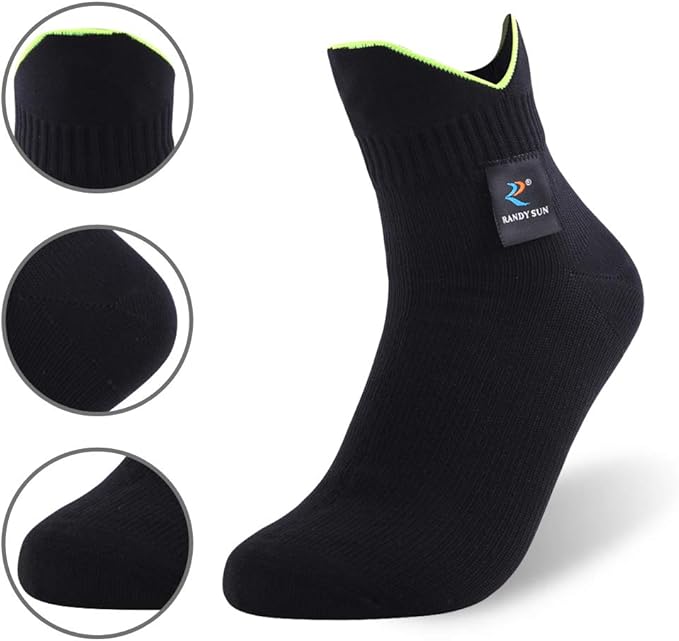 RANDY SUN Waterproof Socks, Unisex Cycling/Hunting/Fishing/Running Ankle Socks 1&2 Pair