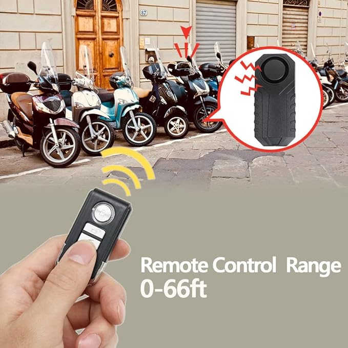 Japard Loudest 113dB Bike Alarm with Remote, Wireless Anti-Theft Vibration Motion Sensor, IP55 Waterproof Bicycle Motorcycle Bell, KS-SF22R