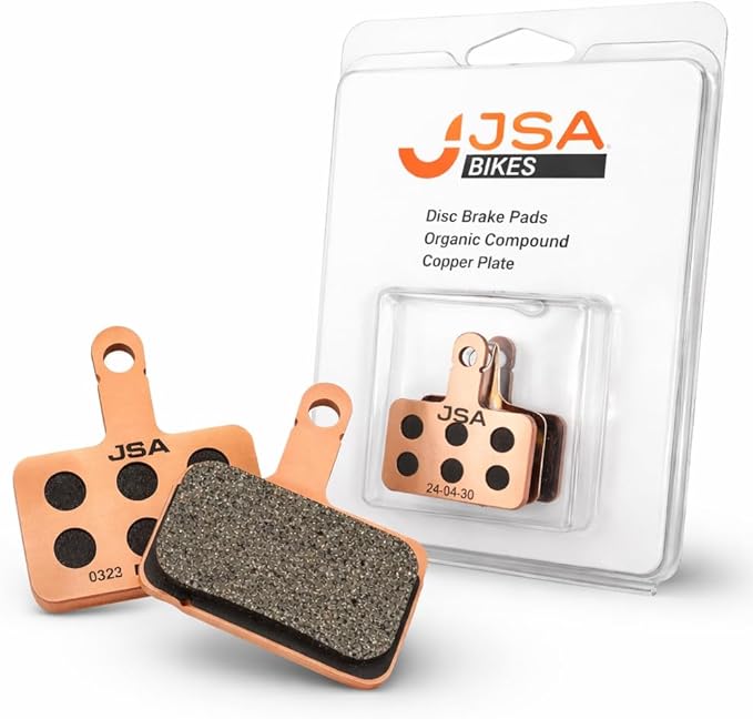 JSA Bike Disc Brake Pads Set for Scooters, Ebikes & Bicycles – Scooter Brake Pads with Organic Compound & Copper Plate for Heat Dissipation – Fits TRP, Tektro, Shimano Deore Br-M575 M525