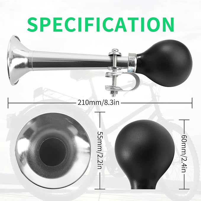 Bugle Horn Kids Bike Horn: Air Horn for Vehicles Bicycles Golf Cart Classic Vintage Aluminum Alloy Bike Horn