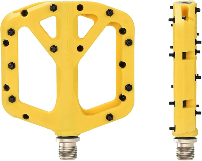 FIFTY-FIFTY Mountain Bike Pedals, Non-Slip MTB Nylon Composite, 9/16" Bicycle Pedals, Lightweight and Wide Flat Platform