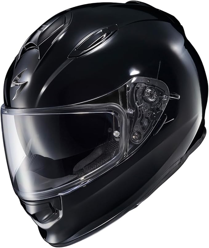 ScorpionEXO Ryzer Full Face Motorcycle Helmet with Pinlock Ready Shield with Integrated Speaker Pockets DOT ECE Approved Solid (Gloss Black - Medium)
