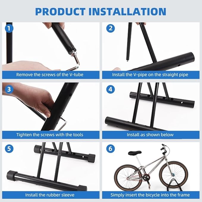 Metal Bike Storage Rack, Floor Stand for 3 Bicycles, Outdoor Loop Parking Holder for Garage, Shed (2 paragraph)