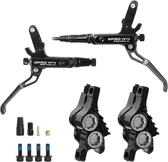 ZTZ IIIPRO IV4 Upgraded 4-Piston Hydraulic Brake Set, Hydraulic Disc Brake Kit with Ceramic Brake Pads for Mountain Bike/Ebike/Folding Bike/Fat Bike（Left Front 850mm and Right Rear 1550mm）