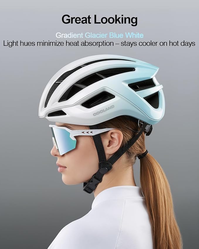 Odoland Adult Bike Helmet - Super Ventilation & Impact-Resistant Frame, Adjustable Dial System Lightweight Bicycle Helmet for Mountain, Commuting, Road Cycling