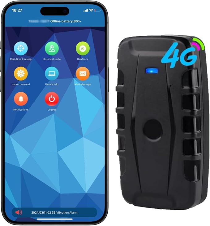 GPS Tracker for Vehicles Winnes 4G TK918 Worldwide Real-time Tracking Magnetic GPS Locator with 20000mah Battery Waterproof Tracker with Anti-Theft Alarm for Car/Boat,SIM Card Needed