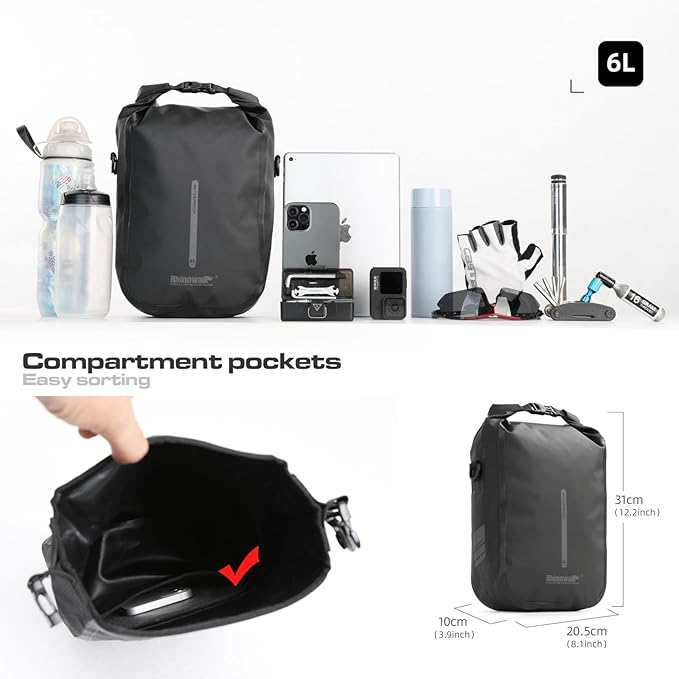 HUNTVP 6L Bike Bag Front Bike Fork Bag Quick Release Bike Packing Bags Waterproof Bike Rack Bag Mountain Road Bike Bag Shoulder Bag Crossbody Bag