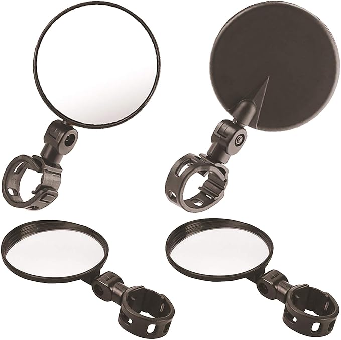Lomodo 4 Pieces Bicycle Rear View Mirrors Bike Cycling Adjustable Mirrors Rotatable Handlebar Mounted Plastic Side Convex Mirror for Mountain Road Bike in 2 Size (3 inch and 2.28 inch)