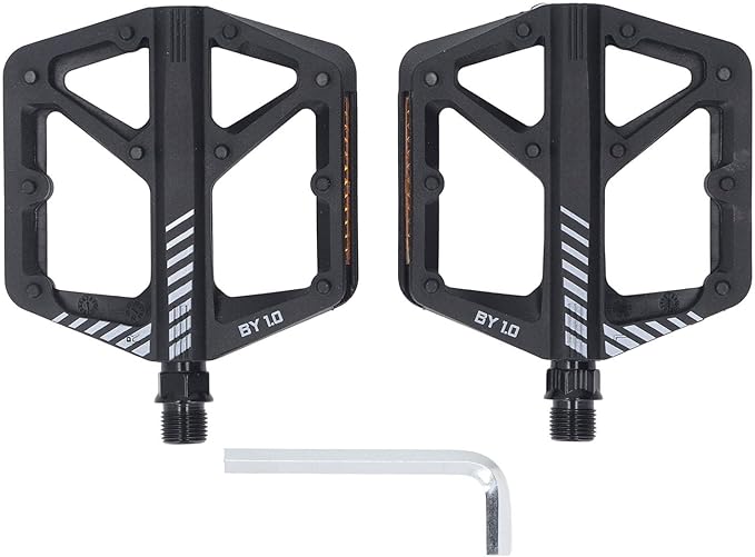 Cycle Pedal Nylon Fiber Enlarged Anti Slip Flat Platform Pedal for Road Mountain Cycle Lightweight Robust Durable Universal Fit 1 Pair (Black)