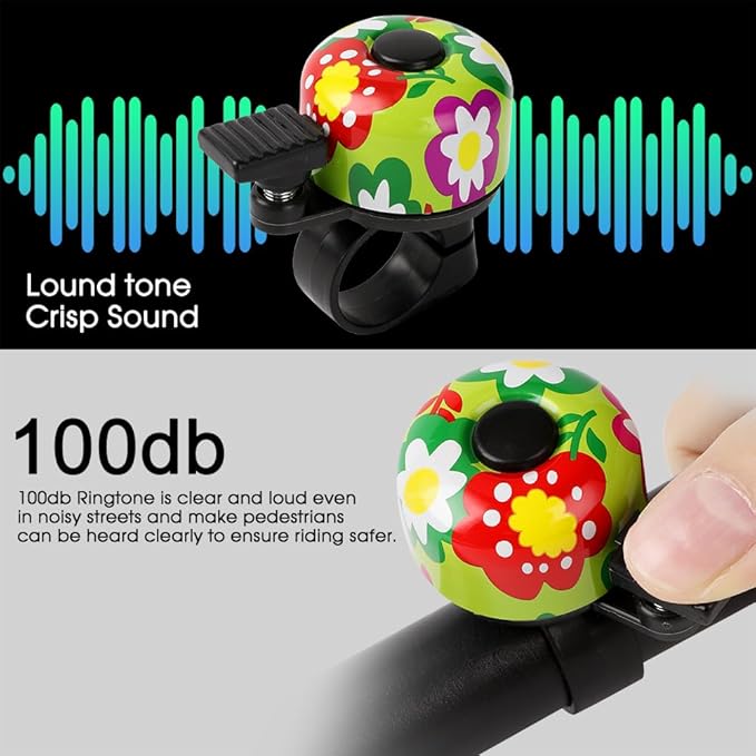 Kid Bike Bell - Bicycle Bell for Kids Boys Girls Adults | 120db Classic Mini Loud Bike Ring - Cool Bike Bell Design with Crisp Clear Sound for MTB,BMX,City Bike,Scooter -Kid Bike Accessories