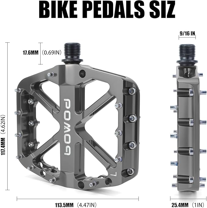 Bike Pedals 9/16" Lightweight Non-Slip Bicycle Platform Pedals - Fits Most Adult Bikes & Mountain Bikes &MTB, Road Bikes and Slip-Resistant Design