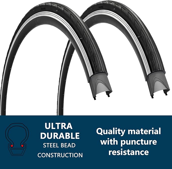 1 or 2 Pack 700X23C/25C/28C/35C Road Bike Tires with or Without 2 Inner Tubes Presta Valve and 2 levers for City Commuter Road Pavement Garden Trail Bike Tires