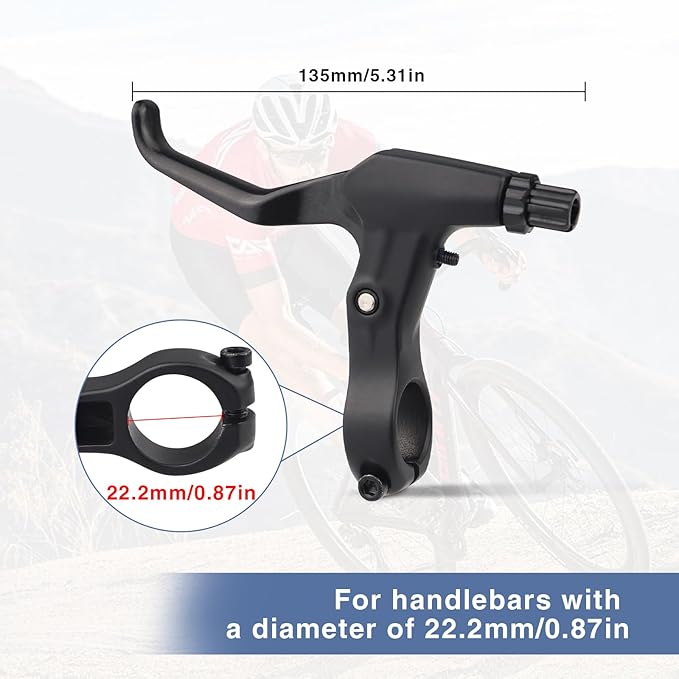 Bike Brake Set Front Caliper Brake Aluminum Alloy Left Brake Lever with Brake Cable for Mountain Bike BMX Cruiser Bike