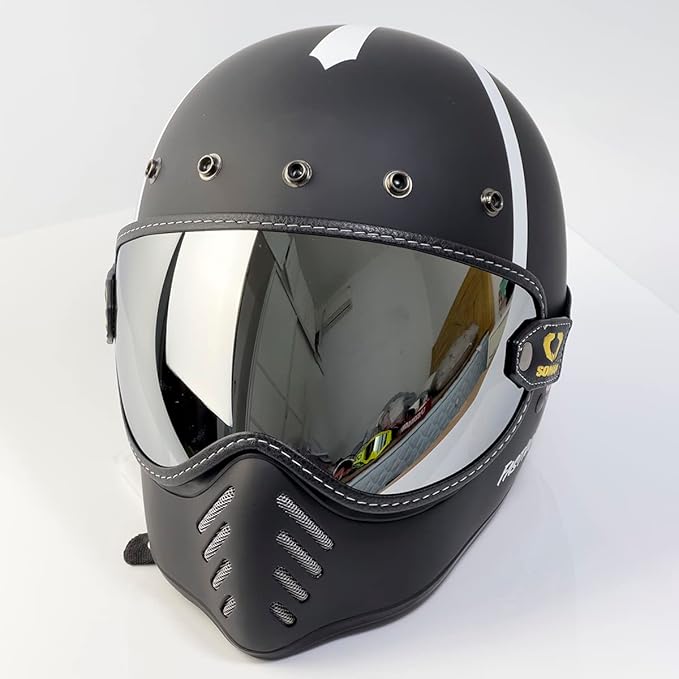 Retro Motorcycle Helmet Shield Bubble Visor, PC Goggles Lens Replacement For Off-Road Cruiser Motorcycle Helmet Bell Moto-3