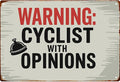 Warning Cyclist With Opinions Left Bell Cycling Vintage Funny Wall Decor Retro Metal Sign Poster for Garage Man Cave Bathroom Bedroom Farm Inspirational Popular Wall Art 8x12 Inch Signs Posters