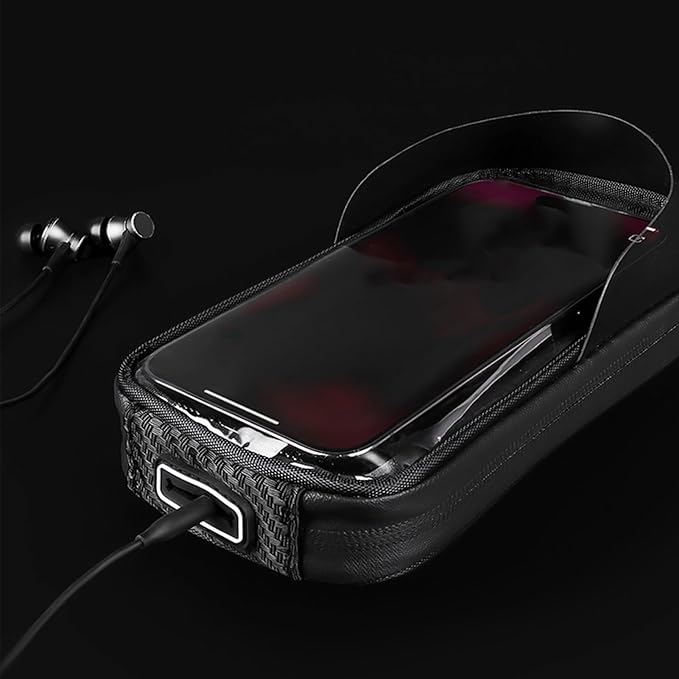 Portable Bag Bike, Waterproof Touchscreen Phone Holder, 8 Inches Road Bike Top Tube Pouch with Zipper, Polyester Cycling Storage with Reflective Strips, Electric Scooter Gear Organizer Easy Access