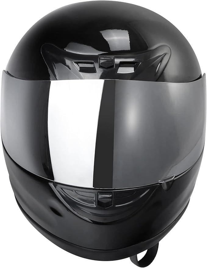 TCT-MOTORPARTS Motocross Flip Up DOT Full Face Helmet Visor Mirror Sun Shield Street Sport Motorcycle Adult Helmet for Women Men Gloss Black,Small