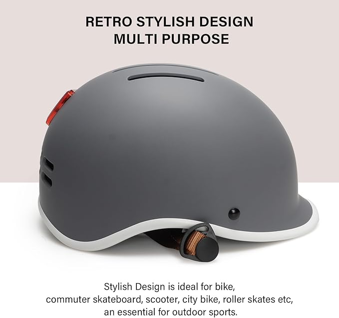 Exclusky Bike Helmet for Adults,Adjustable Cycling Helmet for Men & Women Safety Certified Bicycle Helmet for Commuting, Road Biking, Skating with USB Rechargeable Rear Light