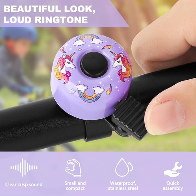 Kid Bike Bell - Bicycle Bell for Kids Boys Girls Adults | 120db Classic Mini Loud Bike Ring - Cool Bike Bell Design with Crisp Clear Sound for MTB,BMX,City Bike,Scooter -Kid Bike Accessories