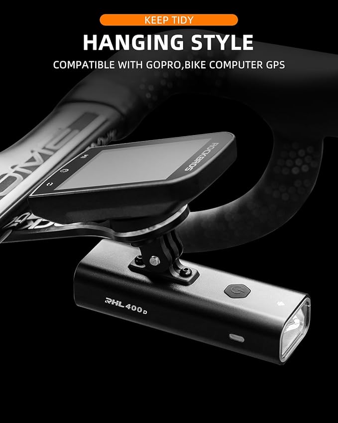 ROCKBROS Bike Light Compatible with Bike Out-Front Mount Rechargeable Bicycle Headlight Front Lights for Night Riding