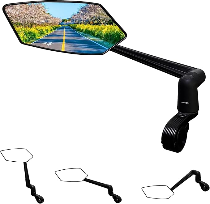 Bike Mirror, New Foldable Bicycle Mirror for Handlebar Mount, Adjustable 360°Rotatable Bicycle Rear View Mirrors for E-bike, Mountain Bike, City Bikes &Scooter (Left 0.87-1")
