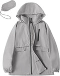 Avoogue Rain Jacket Women with Hooded Lightweight Waterproof Raincoats Packable Zipper Pockets Windbreakers