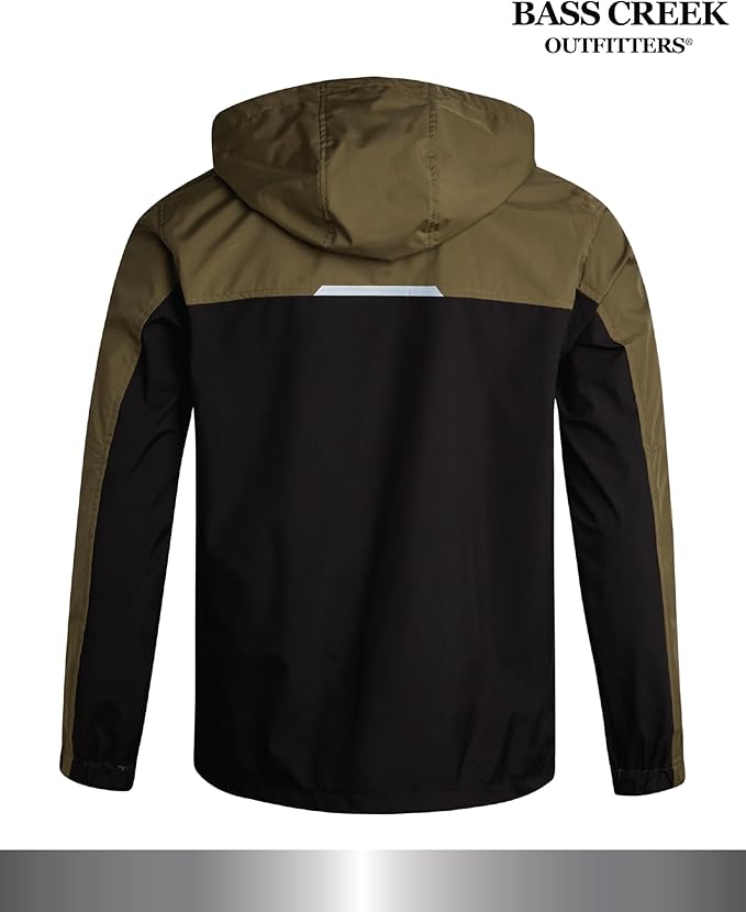 Bass Creek Outfitters Mens Windbreaker - Lightweight Mens Rain Jacket for Running Cycling Hiking with Hood