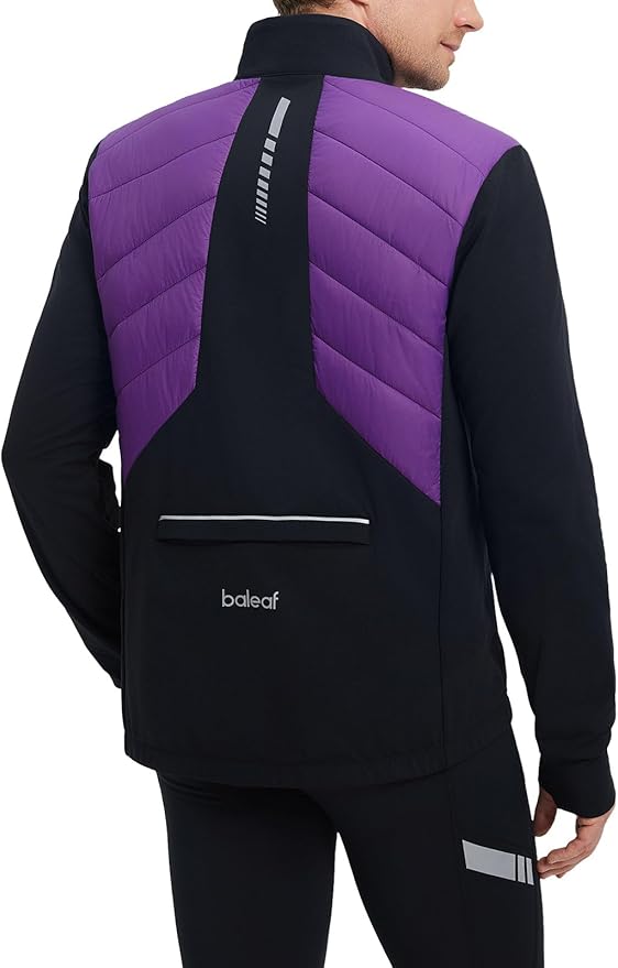 baleaf Men's Cycling Jacket Puffer Lightweight Coat Windproof Warm Winter 5 Pockets Packable Running Hiking