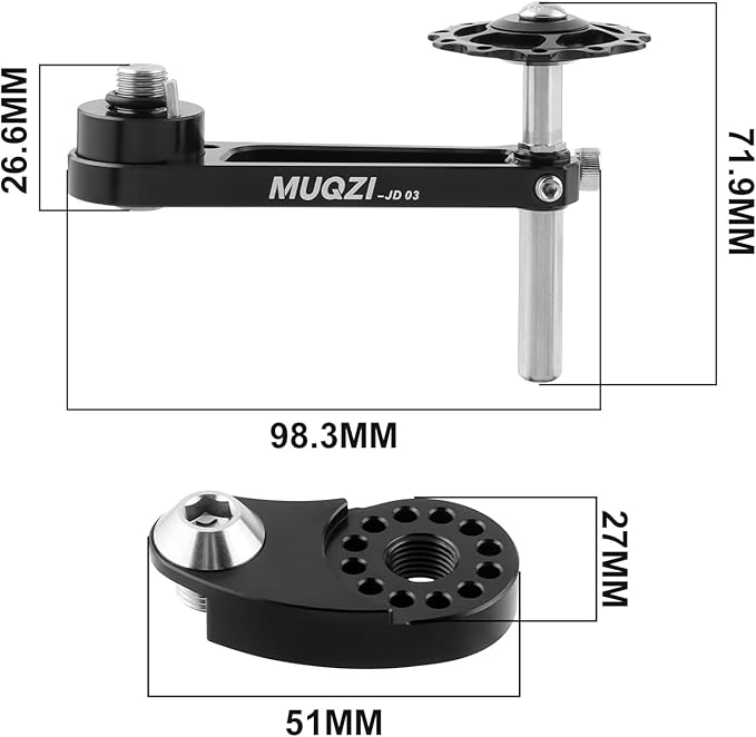 MUQZI Single Speed Chain Tensioner, Upgraded Bike Chain Tension Adjuster Aluminum Alloy Adjustable Bike Chain Tension Idlers Guide for MTB Road Bicycle Single Speed Converter