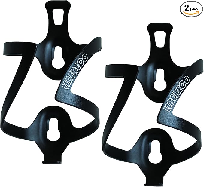 Libereco 2 Pack Lightweight Aluminum Alloy Bike Water Bottle Cage - Matte Finish, Universal Fit for Road Mountain Bicycles Cycling Accessories (Black (2 Pack))