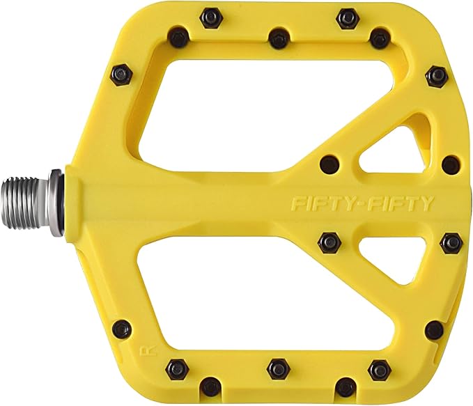 FIFTY-FIFTY Mountain Bike Pedals, Non-Slip MTB Nylon Composite, 9/16" Bicycle Pedals, Lightweight and Wide Flat Platform