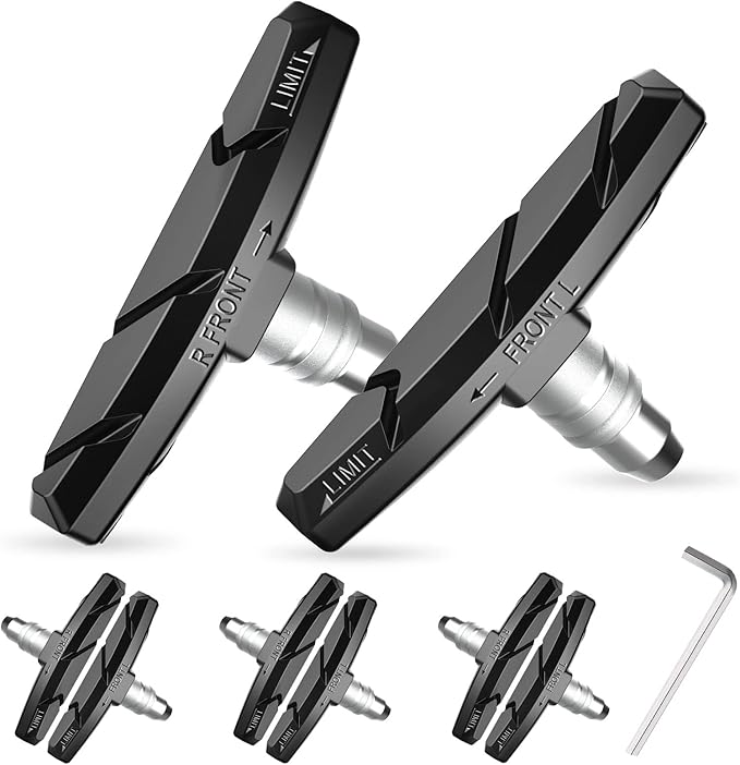 Bike Brake Pads Set, Alritz 3 Pairs Road Mountain Bicycle V-Brake Blocks Shoes with Hex Nut and Shims, No Noise No Skid, 70mm, for Front and Back Wheel