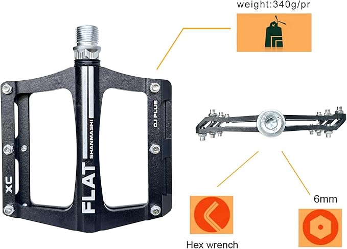 UPANBIKE Mountain Bike Bearing Pedals 9/16'' Spindle Aluminum Alloy Flat Platform for BMX MTB Road Bicycle