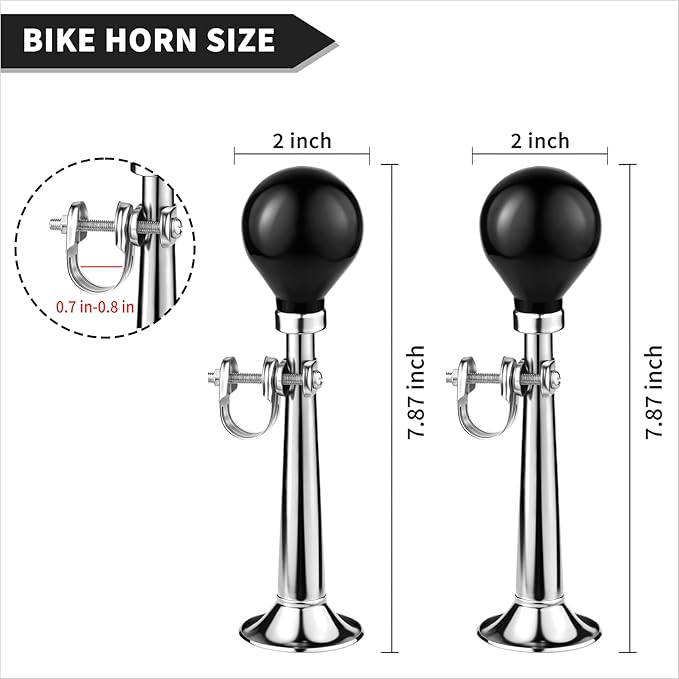 Bike Horn for Adults Classic Horn Metal Squeeze Clown Horn, Fits All Bicycle Handle Bar, Loud Sounds