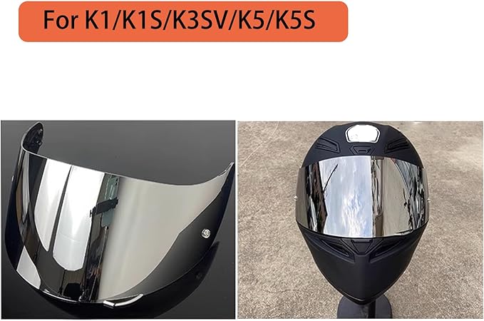 Motorcycle Helmet Visor for AGV K1 K1S K3SV K5 K5S, Anti-Scratch UV Protected Full Face Shield, High-Definition Tinted Mirror PC Lens, Day & Night Riding (Transparent silver)
